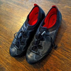 Ecco Women Black Bluma Speed Lace Leather Suede Toggle Shoes Size 7/7 US Euro 38